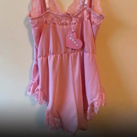 Bubblegum Pink Lace Lingerie Teddy Bodysuit - Picture 2 of 5